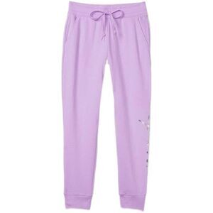 Victoria's Secret Pink Fleece Joggers With Silver Foil Logo